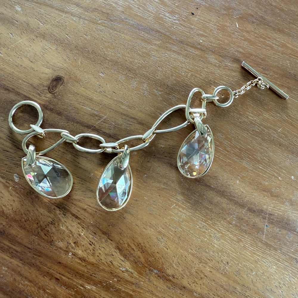Swarovski Gold and Crystal Chain-Link Bracelet